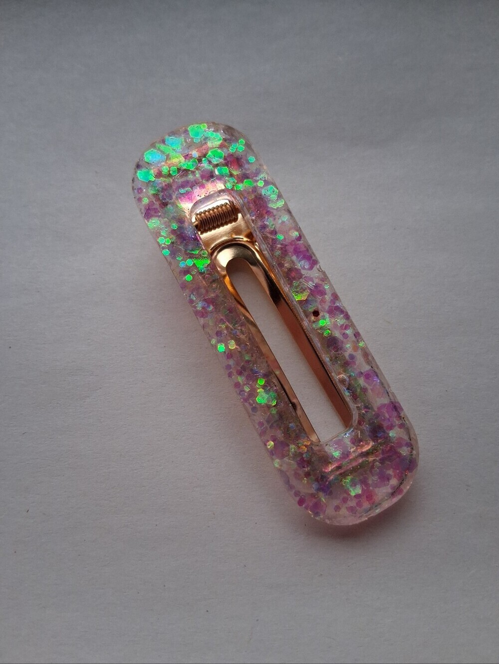 5/$25 Hand Crafted Iridescent Pink Glitter Hair Clip